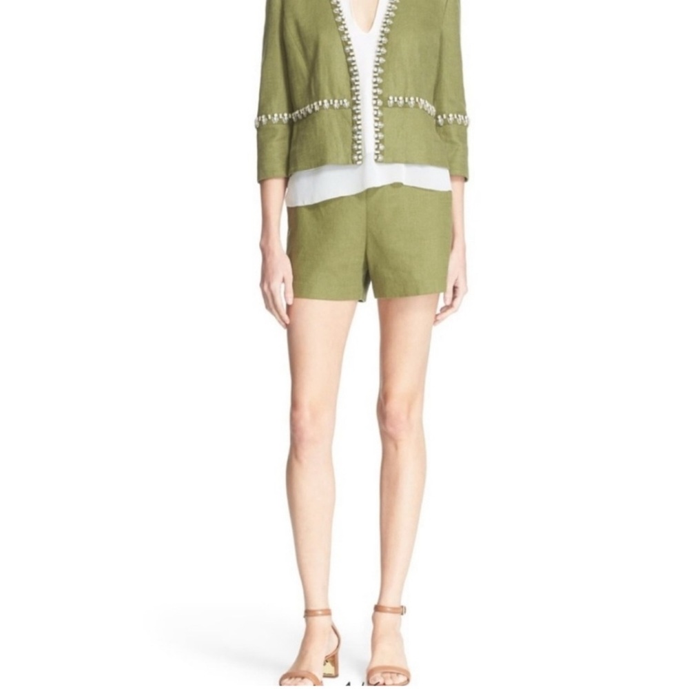 TORY BURCH linen blend green shorts 6